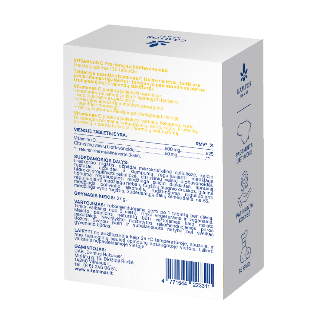 Vitaminas C PROLONG 500 mg, N30 - Image 2