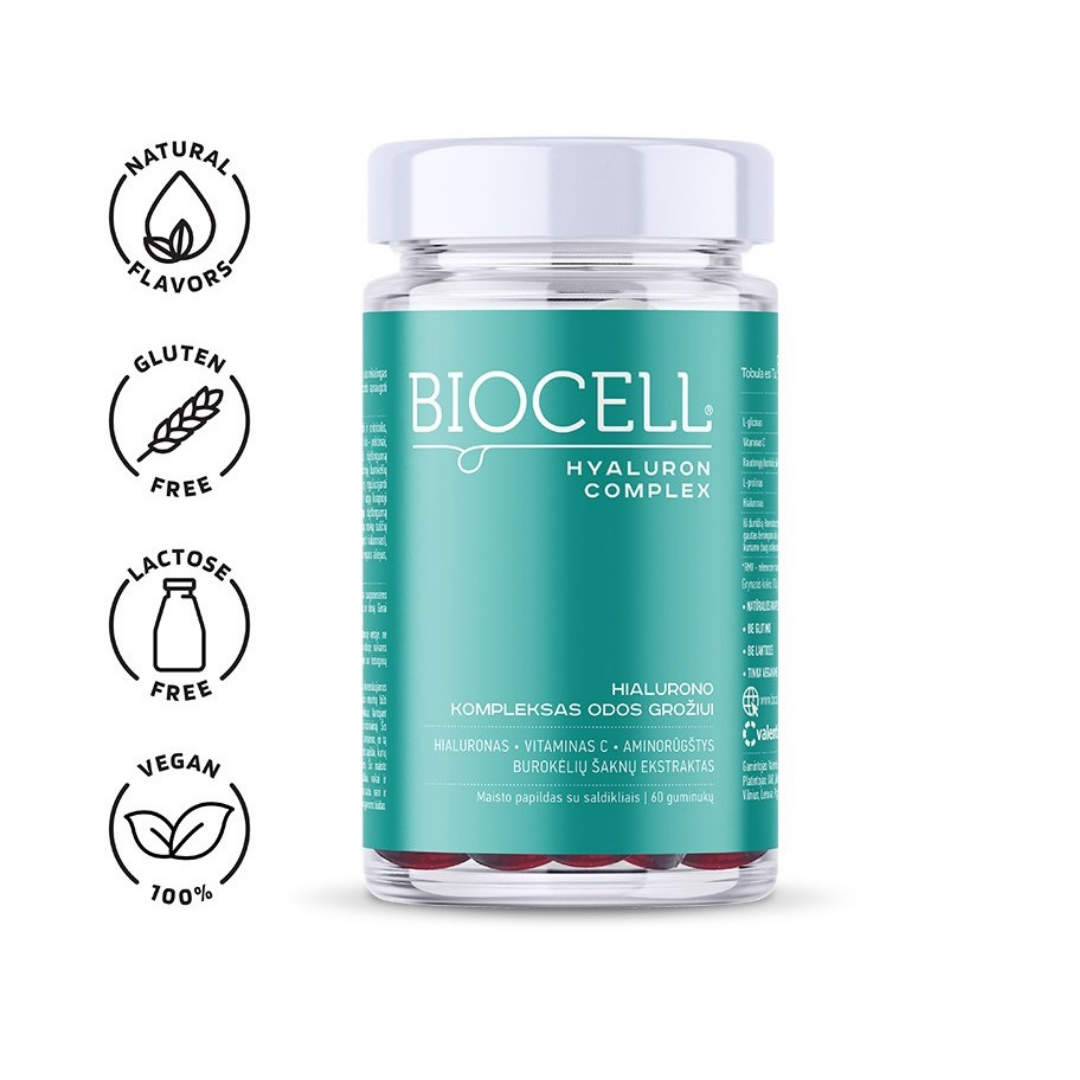 BIOCELL Hyaluron Complex funkciniai guminukai, N60 - Image 2